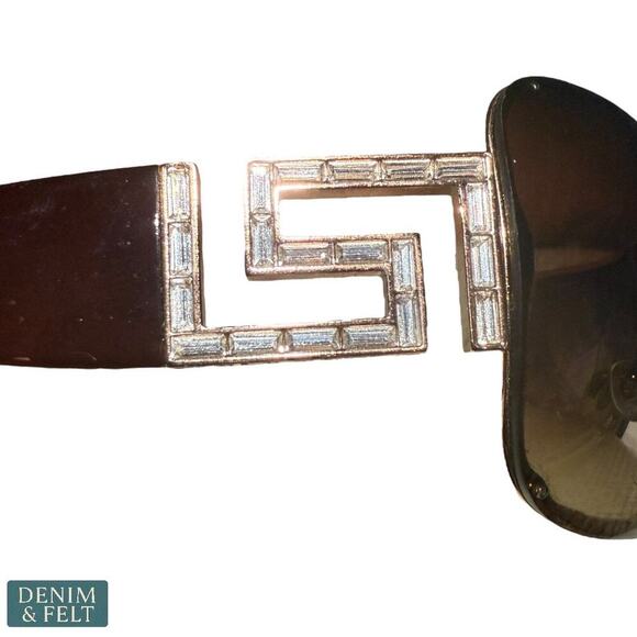 Versace 2072-B 1052/13 Shield Sunglasses Brown Gold Greca Logo Italy 120mm - Picture 4 of 15